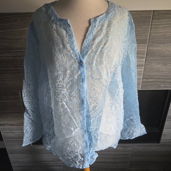 Tradition Blue Sheer Lace Blouse – Size 18W – Great Condition - Picture 1 of 3
